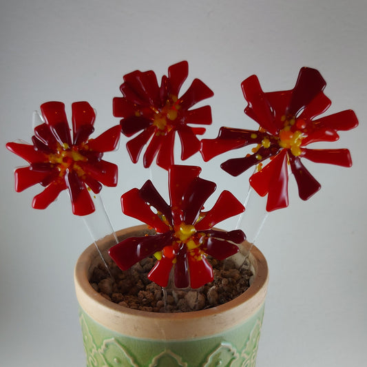 blomsterpind - røde nuancer - pynt til krukke / have